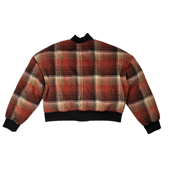 NWT Darc Sport Wolves Club Flannel Jacket Womens M Embroidered Red Plaid - Picture 2 of 9